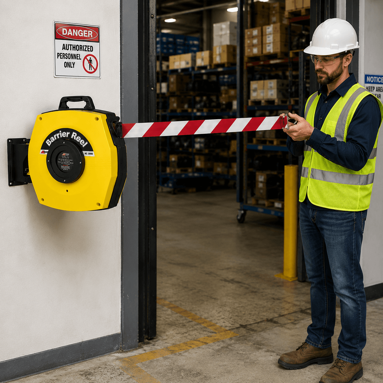 Magnetic Retractable Barrier Reel 15m / 25m – Tool-Free Mounting for Steel Surfaces, 50mm Tape — image 2