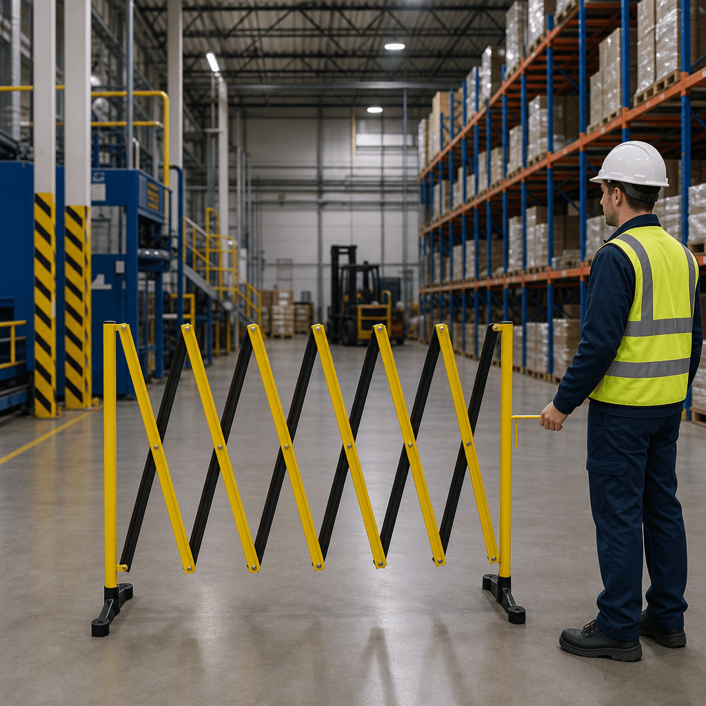 Expanding Barrier 3m with Base – Folding Trellis Crowd Control Barrier, Black/Yellow or Red/White — image 2
