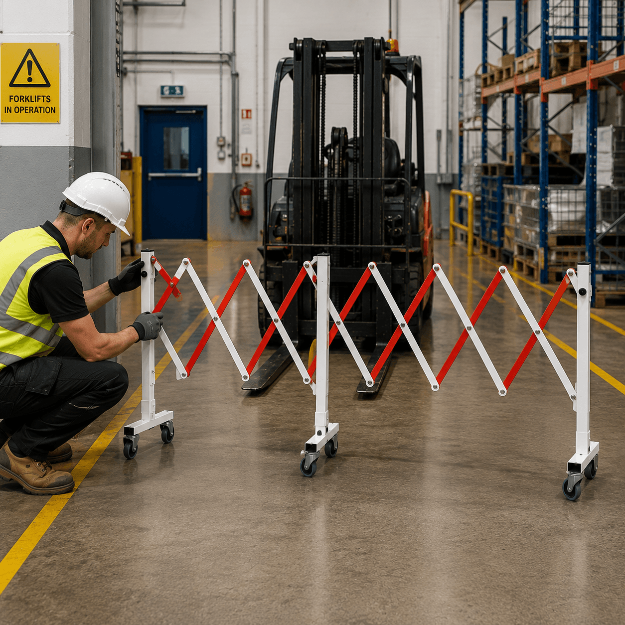Expanding Gate on Wheels 4.9m – Mobile Folding Trellis Barrier, Black/Yellow or Red/White — image 3