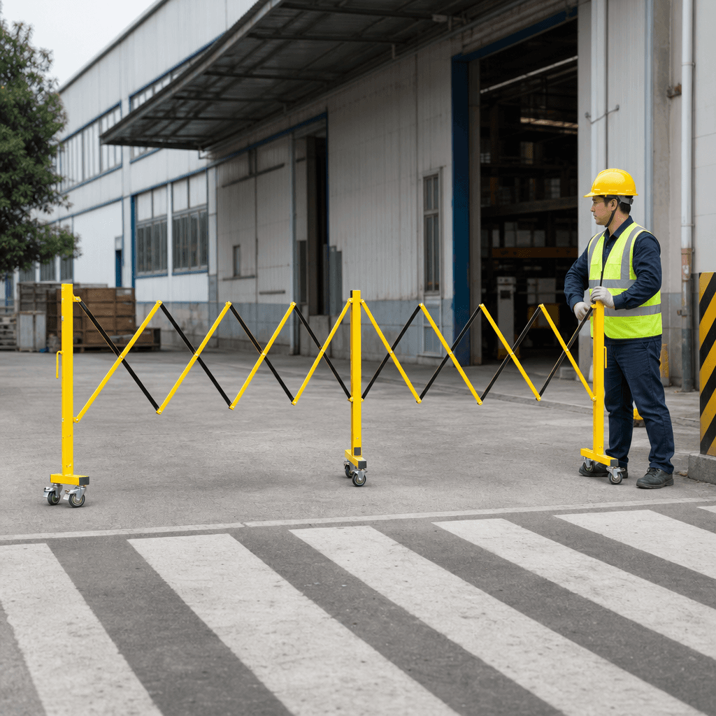 Expanding Gate on Wheels 4.9m – Mobile Folding Trellis Barrier, Black/Yellow or Red/White — image 2
