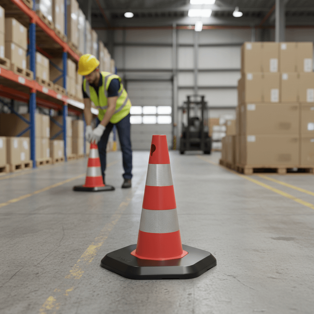 Traffic Cone 500mm PVC – Double Reflective Bands, 380mm Base, TS EN 13422 Road Safety Cone