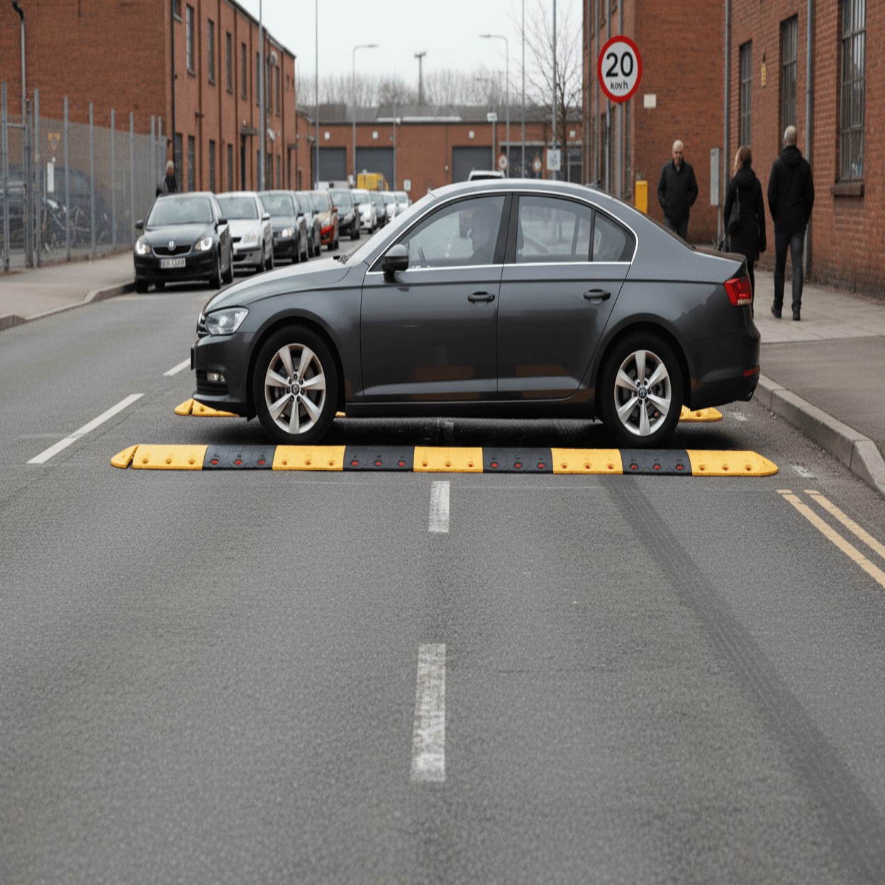 Modular Speed Bump 40mm – Bolt-Down Traffic Calming Ramp with Reflectors, Yellow/Black Sections — image 2