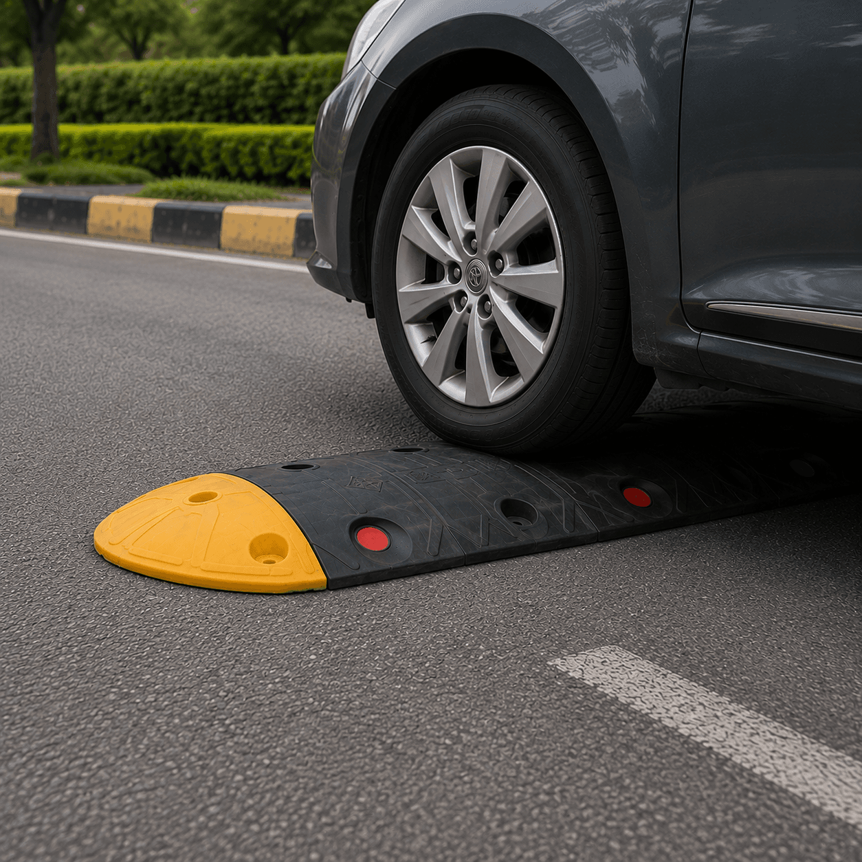 Modular Speed Bump 40mm – Bolt-Down Traffic Calming Ramp with Reflectors, Yellow/Black Sections — image 4