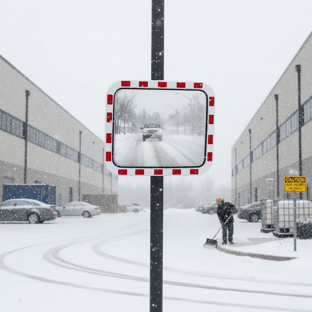 Heated Traffic Mirror – Anti-Fog & Anti-Ice Convex Safety Mirror, Acrylic or Polycarbonate, 6 Sizes