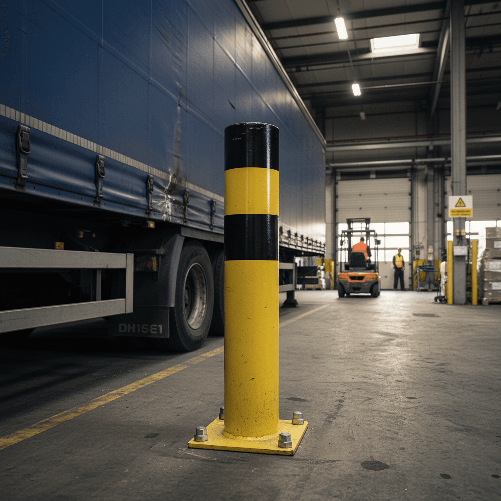 Steel Impact Protection Bollard Ø89mm – Hot-Dip Galvanised, Powder Coated Yellow/Black, TUV Tested DGUV 108-007