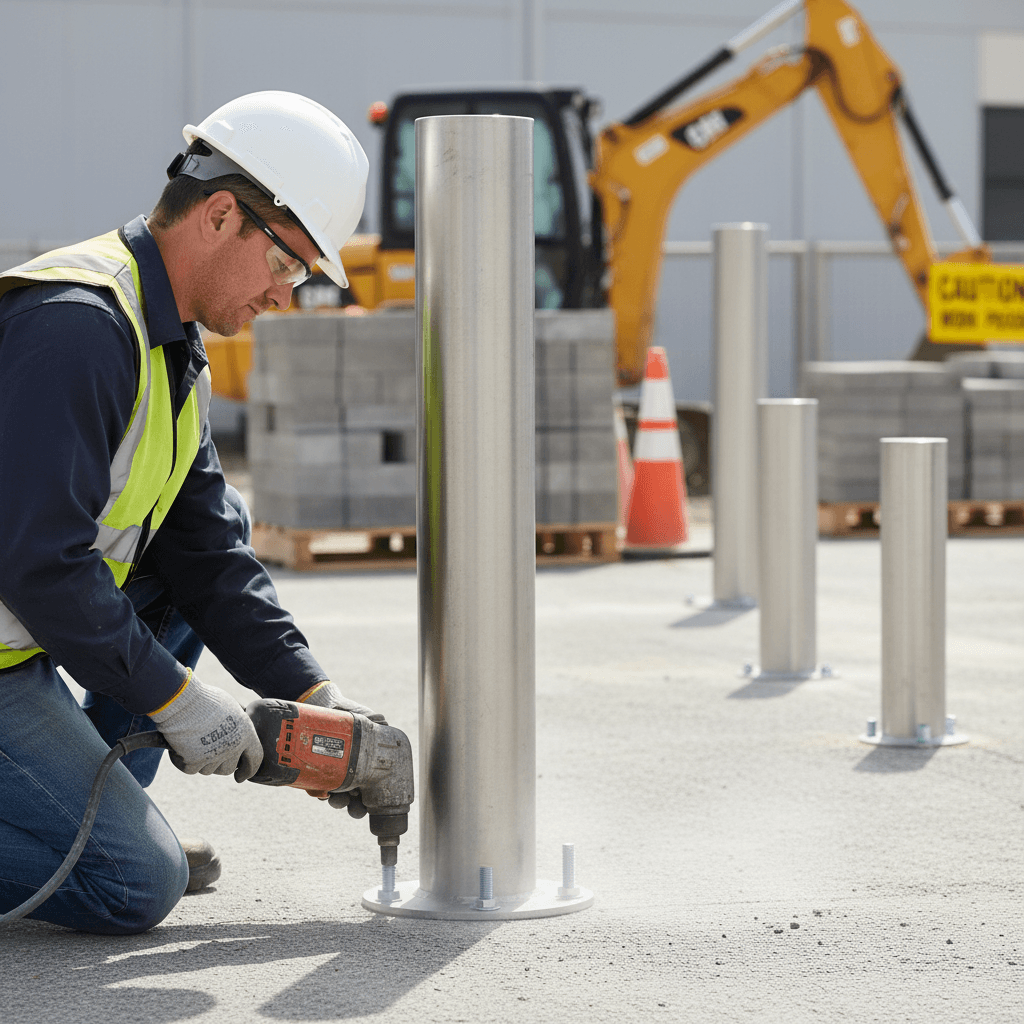 Removable Stainless Steel Bollard Ø154mm / Ø204mm – 600mm to 1200mm, Lockable, Root-Fixed or Bolt-Down