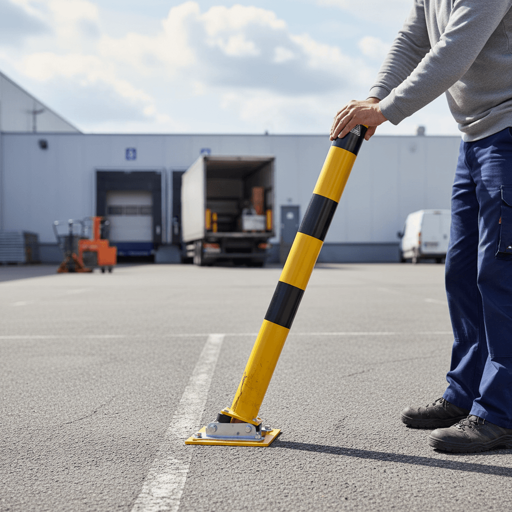 Tiltable Self-Righting Steel Bollard Ø76mm / Ø89mm / 70x70mm – Crash-Proof Bolt-Down Post with Welded Cap