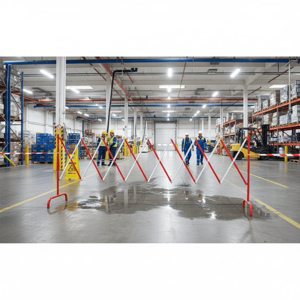 Expanding Steel Safety Barrier 30cm–3m x 1m High – Portable 8kg Concertina Barrier, High Visibility — image 2