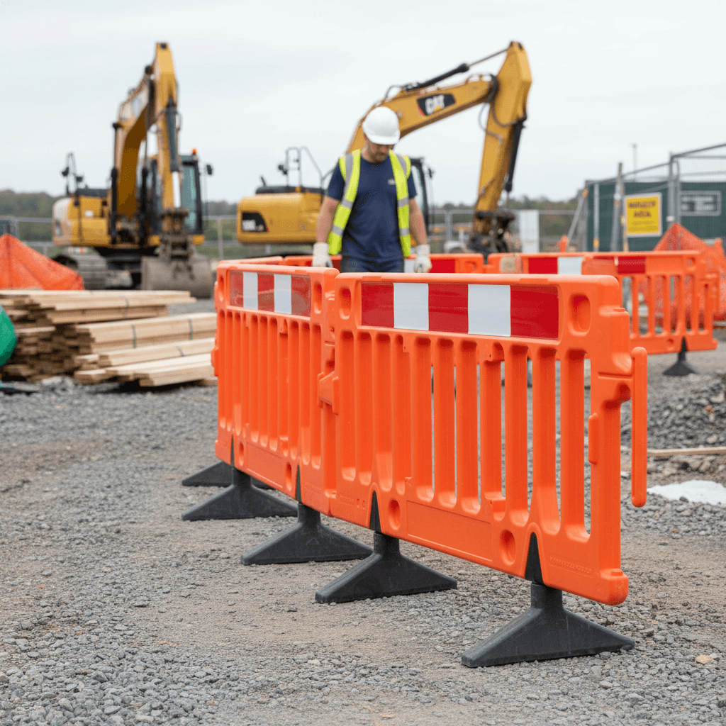 Chapter 8 Pedestrian Barrier 1800 x 1200mm – BS7818 Compliant Stackable Plastic Road Safety Barrier
