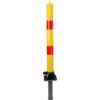 Goldenrod Yellow & Red Fold Down Parking Post With Integral Lock & Top Mounted Eyelet