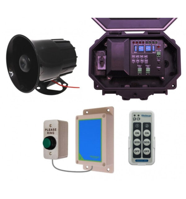 Dark Slate Gray Wireless Commercial Siren Kit Included Heavy Duty Push Button & Loud Siren With Adjustable Duration