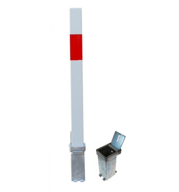 Gray White & Red Removable Security Post & 2 x Ground Bases