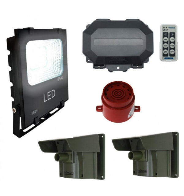 Dark Slate Gray Security Floodlight & Adjustable Siren Long Range Driveway PIR Alarm With Outdoor Receiver