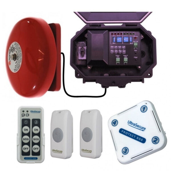 Light Gray Twin Doorbell Wireless Commercial Bell Kit (With Adjustable Loud Bell) & Additional Chime Receiver