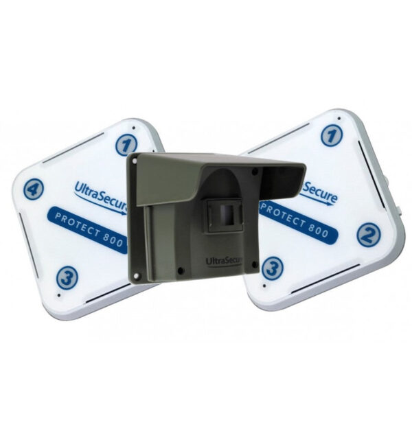 Light Gray Protect 800 Driveway Alert System With 2 x Receivers & Attachable Lens Caps