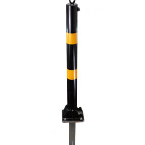 Light Goldenrod Black & Yellow Fold Down Parking Post With Ground Spigot