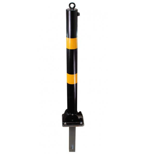 Light Goldenrod Black & Yellow Fold Down Parking Post With Ground Spigot