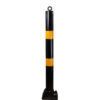 Sandy Brown 76mm Black & Yellow Fold Down Parking Post With Integral Lock & Chain Eyelet
