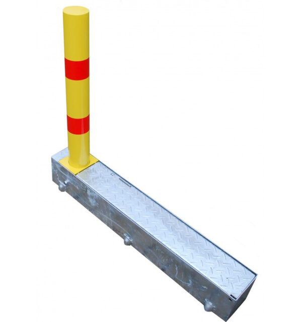 Light Gray Fold Away (coffin) Parking Post - Yellow & Red